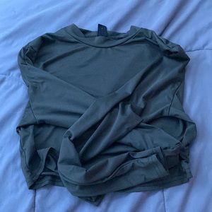 Navy green long sleeved cropped shirt